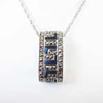Blue Enamel Greek Key with Marcasite Slide